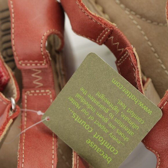 Hotter Womens Mellow Sandals Size 7.5 Red Leather Wedge Heel Strappy Slingback - Picture 11 of 12